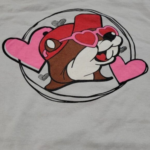 Buc-ee's Shirt Size Small "Some Buc-ee Loves Me!" Hearts Love Graphic Print Tee - Picture 4 of 7